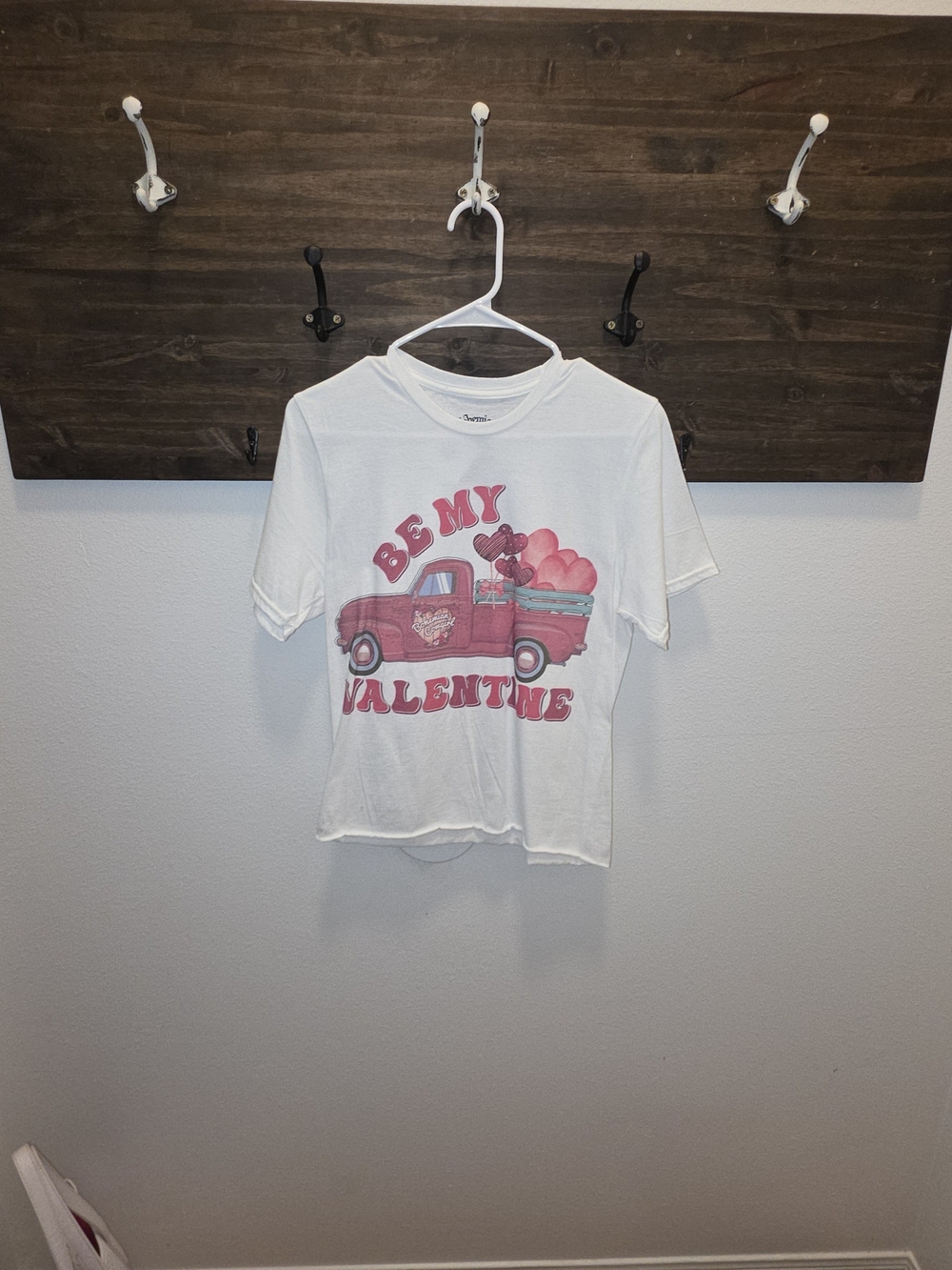 White Short-Sleeve Valentine Graphic Tee with Pink Truck